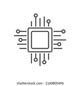 Processor line vector icon for websites and mobile minimalistic design. Mini CPU. Mobile CPU Vector. Phone CPU Illustration. Basic CPU Icon. Editable Stoke. EPS 10