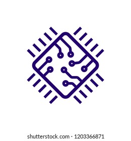 Processor line vector icon for websites and mobile minimalistic flat design. Mini CPU Icon Flat Style. Mobile CPU Vector. Phone CPU Illustration. Basic CPU Icon. Editable Stoke. EPS 10