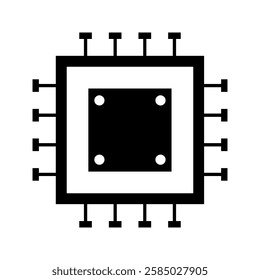 Processor line vector icon for websites and mobile minimalistic flat design. Mini CPU Icon Flat Style.