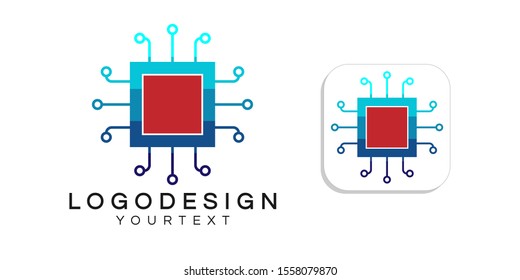 processor logo design. icon app smartphone color full