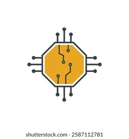 Processor logo icon vector flat design template