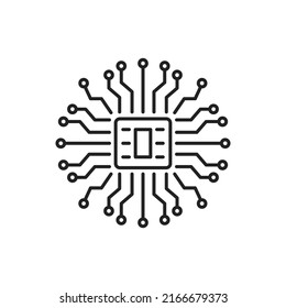 Processor of mainboard icon. High quality black vector illustration.