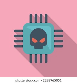Processor malware icon flat vector. Virus error. Fraud alert