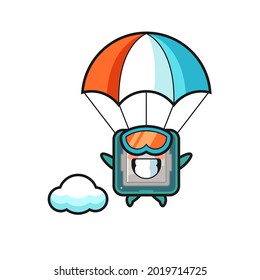processor mascot cartoon is skydiving with happy gesture , cute style design for t shirt, sticker, logo element