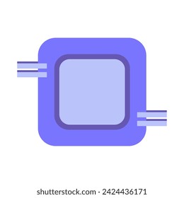 Processor, microchip, CPUs and hardware. Microprocessor design, abstract techno element for modern and retro technological design. Simple color vector pictogram isolated on white background