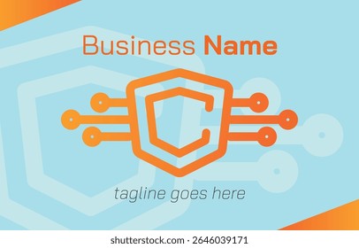 Processor or Microchip Logo Template. Incorporated Letter "C" into Shield Processor or Microchip icon. Suit for any of your tech businesses with "C" initials