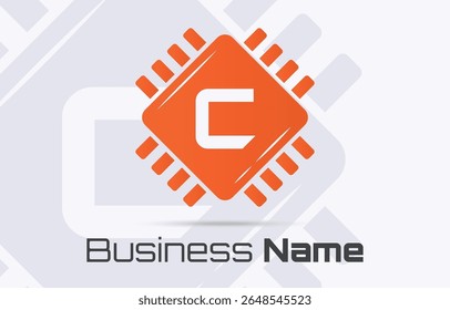 Processor or Microchip Logo Template. Incorporated Letter "C" into Processor or Microchip icon. Suit for any your tech businesses with "C" initials