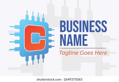 Processor or Microchip Logo Template. Incorporated Letter "C" into Processor or Microchip icon. Suit for any your tech businesses with "C" initials
