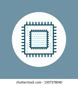 processor, motherboard, chip thin line flat color icon