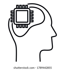 Icono de neuromarketing del procesador. Símbolo de neuromarketing del procesador de esquema icono para diseño web aislado en fondo blanco