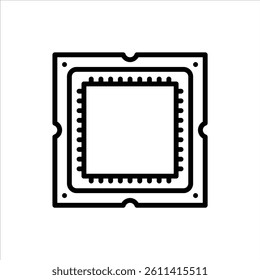 processor outline icon. chipset black line illustration.