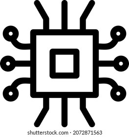 Processor Outline Vector Icon Design
