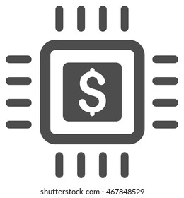 Processor Price icon. Vector style is flat iconic symbol with rounded angles, gray color, white background.