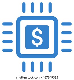 Processor Price icon. Vector style is flat iconic symbol with rounded angles, cobalt color, white background.