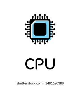Processor product type thin line style icon with text label