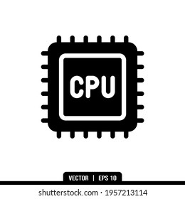 Processor Silhouette icon vector, illustration logo template in trendy style. Suitable for many purposes.