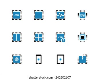 Processor unit duotone icons on white background. Vector illustration.