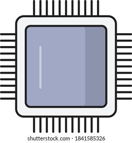 processor vector colour line icon 