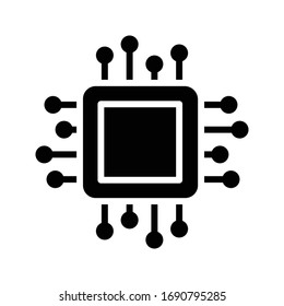 processor vector glyph flat icon 