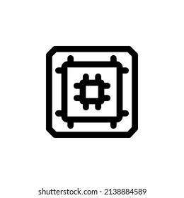 processor vector icon. computer component icon outline style. perfect use for logo, presentation, website, and more. simple modern icon design line style