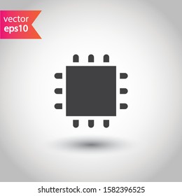 Processor vector icon. CPU microprocessor flat sign. Computer chip symbol. EPS 10 micro chip flat pictogram