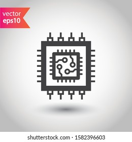 Processor vector icon. CPU microprocessor flat sign. Computer chip symbol. EPS 10 micro chip flat pictogram
