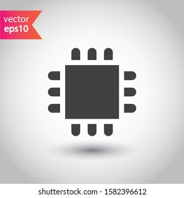 Processor vector icon. CPU microprocessor flat sign. Computer chip symbol. EPS 10 micro chip flat pictogram