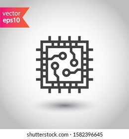 Processor vector icon. CPU microprocessor flat sign. Computer chip symbol. EPS 10 micro chip flat pictogram