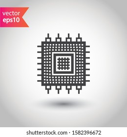 Processor vector icon. CPU microprocessor flat sign. Computer chip symbol. EPS 10 micro chip flat pictogram