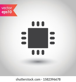 Processor vector icon. CPU microprocessor flat sign. Computer chip symbol. EPS 10 micro chip flat pictogram