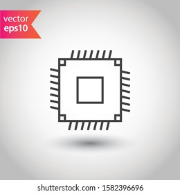 Processor vector icon. CPU microprocessor flat sign. Computer chip symbol. EPS 10 micro chip flat pictogram
