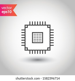 Processor vector icon. CPU microprocessor flat sign. Computer chip symbol. EPS 10 micro chip flat pictogram