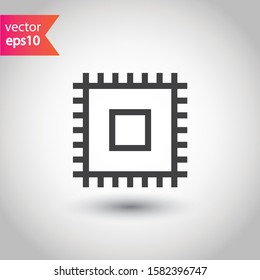 Processor vector icon. CPU microprocessor flat sign. Computer chip symbol. EPS 10 micro chip flat pictogram