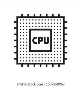 Processor vector icon. CPU microprocessor flat sign. Computer chip symbol. EPS 10 micro chip flat pictogram