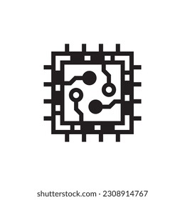 Processor vector icon. CPU microprocessor flat sign design. Computer chip symbol. Micro chip pictogram. Processor icon. CPU sign. UX UI icon