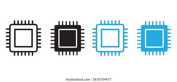 Processor vector icon set illustration.