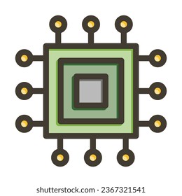 Processor Vector Thick Line Filled Colors Icon For Personal And Commercial Use.
