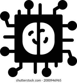processor with white background. processor is a symbol of artificial intelligence.glyph flat icon.
