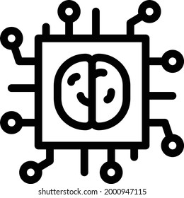 processor with white background. processor is a symbol of artificial intelligence.thin line icon.