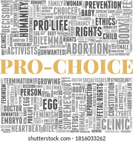 Pro-choice vector illustration word cloud isolated on a white background.