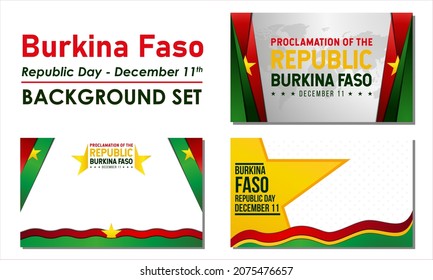 Proclamation of the Republic Day in Burkina Faso Background. December 11. Template for banner, greeting card, or poster. With star, anchor icon, and national flag. Premium vector illustration