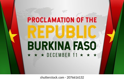 Proclamation of the Republic Day in Burkina Faso Background. December 11. Template for banner, greeting card, or poster. With star, anchor icon, and national flag. Premium vector illustration