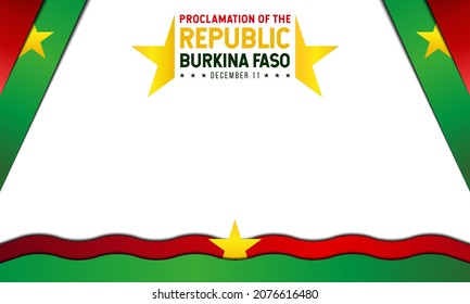 Proclamation of the Republic Day in Burkina Faso Background. December 11. Template for banner, greeting card, or poster. With star, anchor icon, and national flag. Premium vector illustration