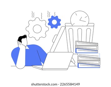 Procrastination abstract concept vector illustration. Unprofitable time spending, useless pastime, bored in office, avoidance of working, lack of motivation, professional burnout abstract metaphor.