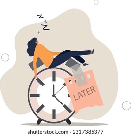 Procrastination do it later, postpone to work tomorrow, unproductive and excuse concept.flat vector illustration.