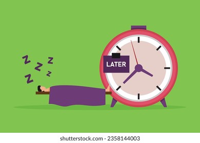 Procrastination do it later, postpone to work tomorrow 2d vector illustration concept for banner, website, landing page, flyer, etc