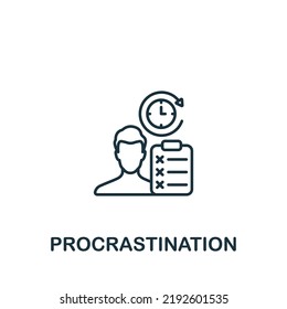 Procrastination icon. Line simple icon for templates, web design and infographics