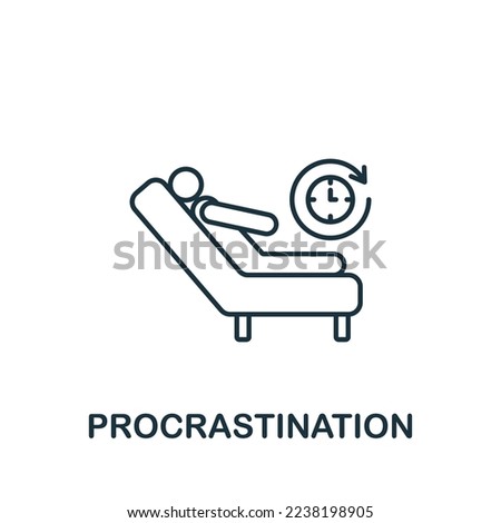 Procrastination icon. Monochrome simple Human Productivity icon for templates, web design and infographics