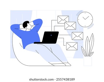 Procrastination isolated cartoon vector illustrations. Lazy man procrastinating, remote work, distance job, time management problems, freelancers lifestyle, digital nomad vector cartoon.