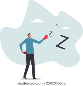 Procrastination and laziness, productivity and professional to fight with resistance and sleepy.business concept.flat character.